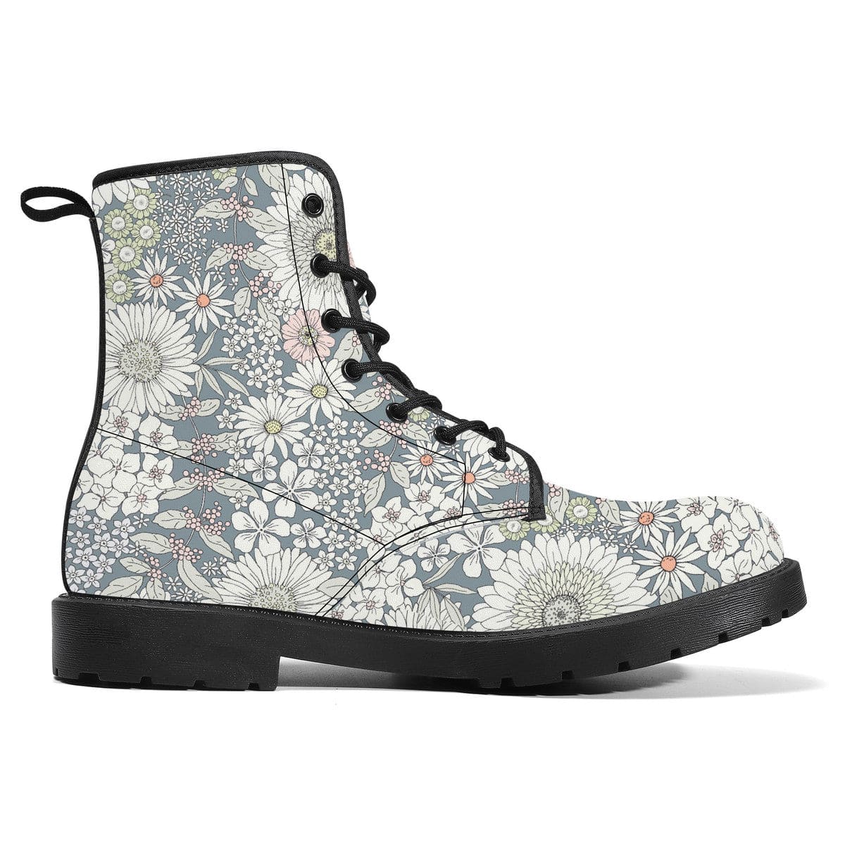 Snowy Field Of Flowers Vegan Leather Boots