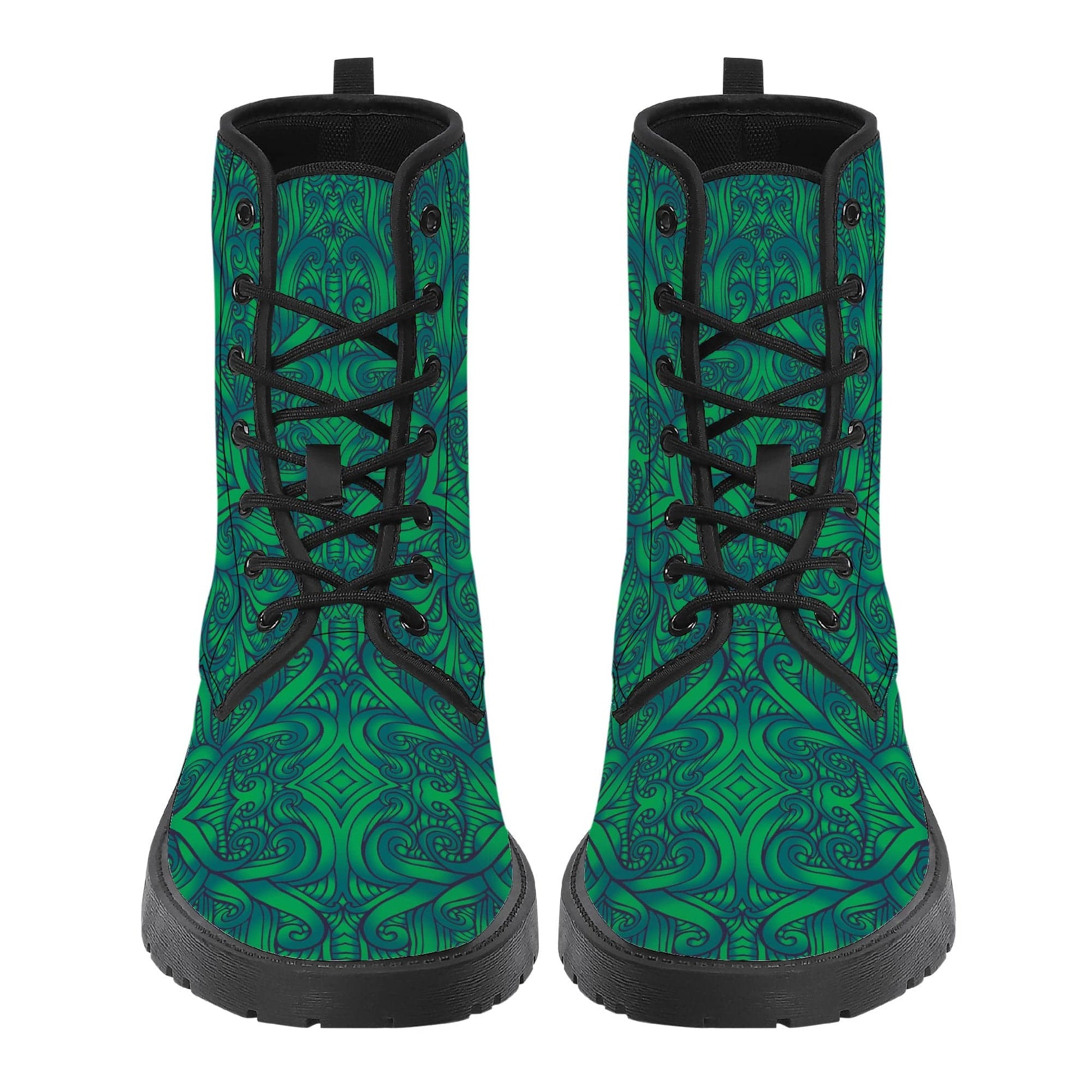 Maori Green Fern Vegan Leather Boots