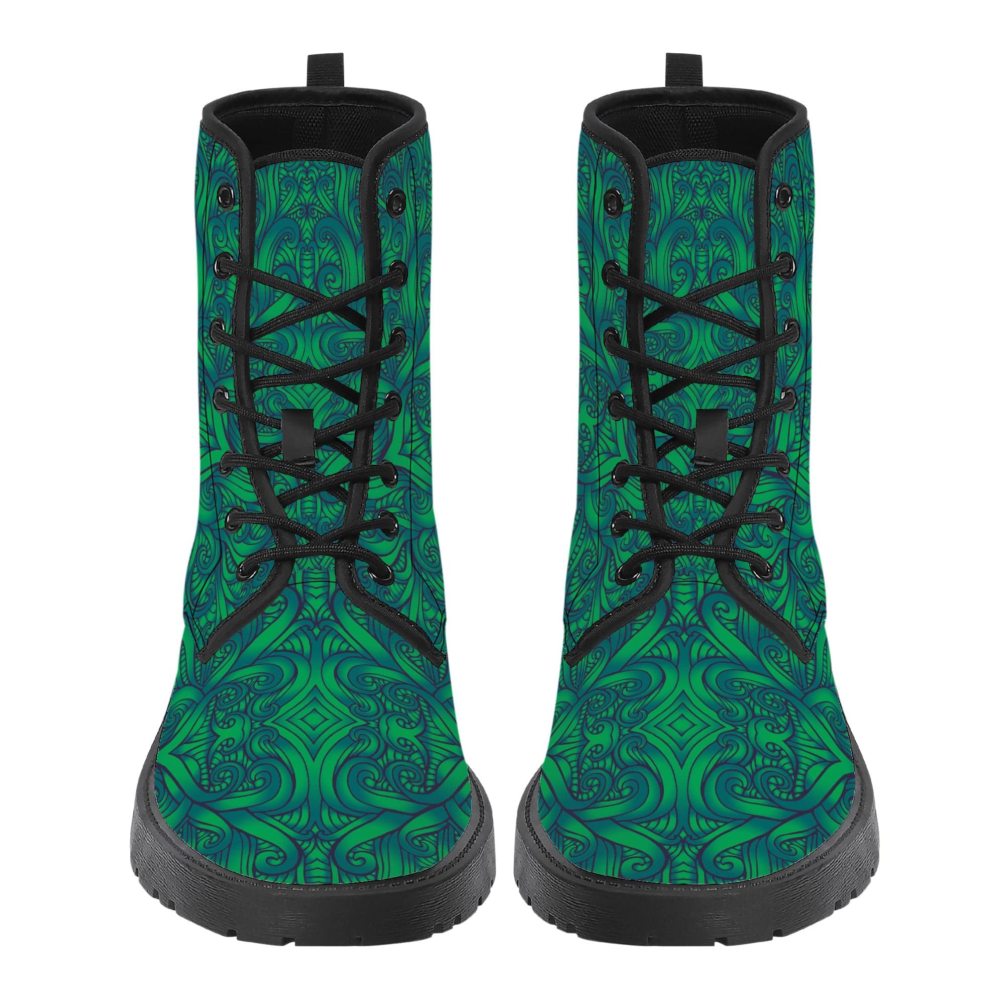 Maori Green Fern Vegan Leather Boots