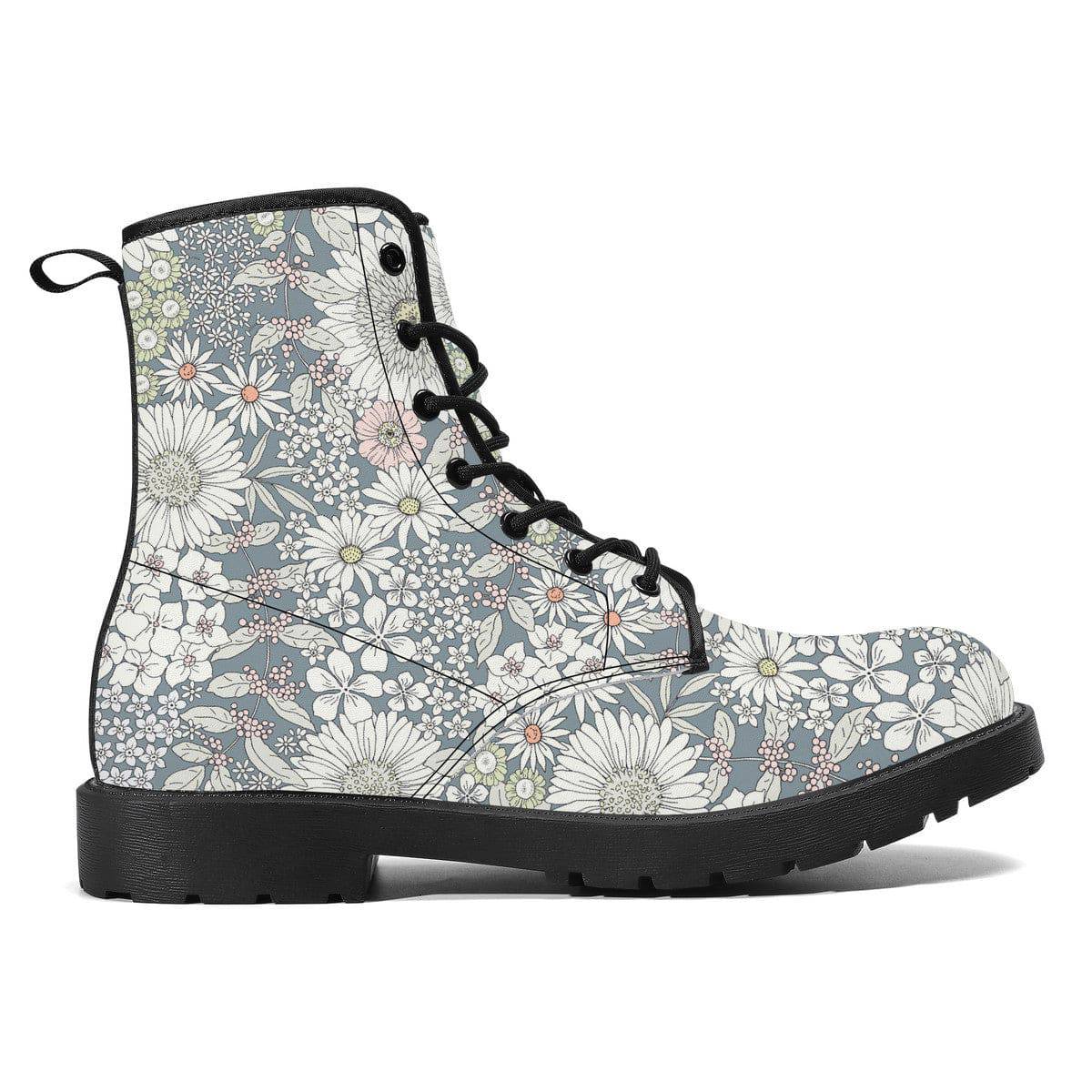Snowy Field Of Flowers Vegan Leather Boots